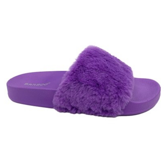 👣BAMBOO Lavender Furry Flatter footwear - Picture 1 of 13